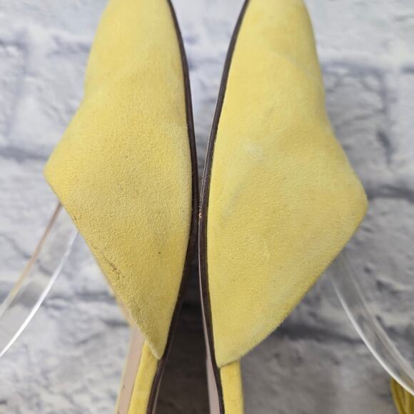 Sole Society Butter Yellow Pollie Flats Ankle Strap with Bow size 8.5M Kid Suede - Picture 11 of 16